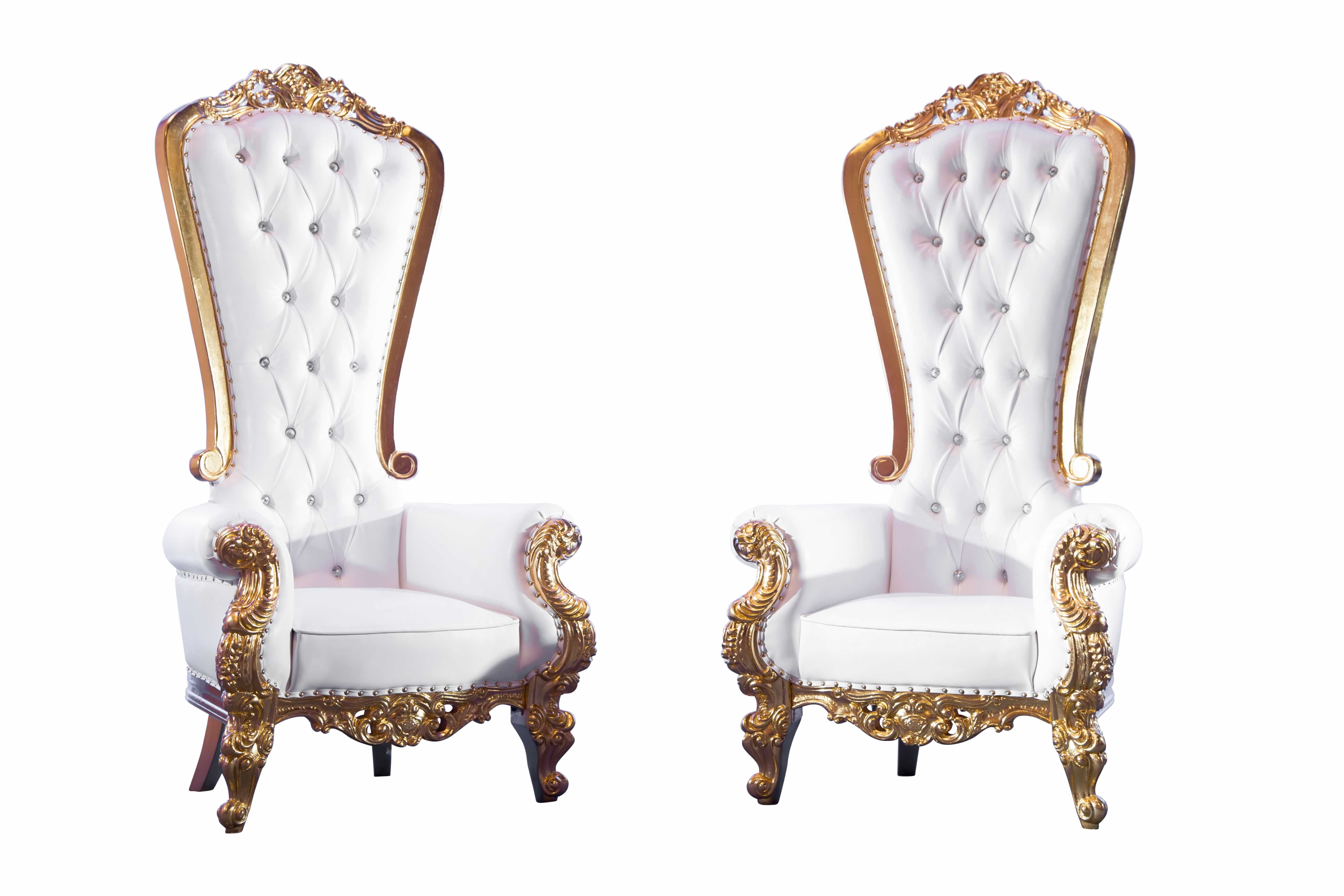 Victoria Throne Chair Set in Gold - POHP Events - Atlanta Event Rentals